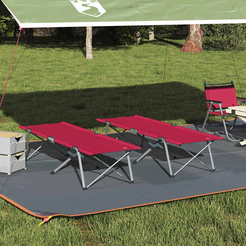 Opvouwbaar Camping Bed 2 pcs Rood 194 x 62,5 x 42,5 cm is nu te koop bij PeponiXL, paradijselijk wonen!