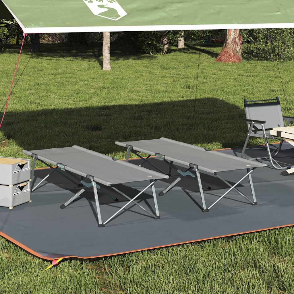 Opvouwbaar Camping Bed 2 pcs Grijs 194 x 62,5 x 42,5 cm is nu te koop bij PeponiXL, paradijselijk wonen!