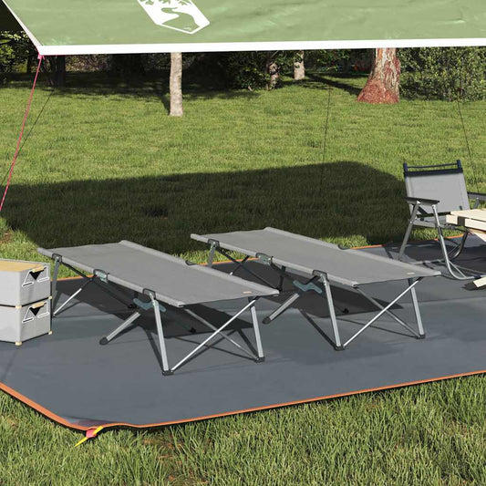Opvouwbaar Camping Bed 2 pcs Grijs 194 x 62,5 x 42,5 cm is nu te koop bij PeponiXL, paradijselijk wonen!
