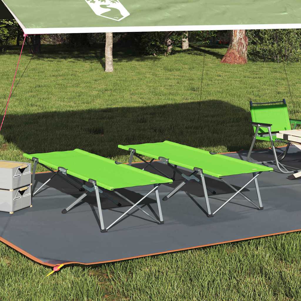 Opvouwbaar Camping Bed 2 pcs Groen 194 x 62,5 x 42,5 cm is nu te koop bij PeponiXL, paradijselijk wonen!