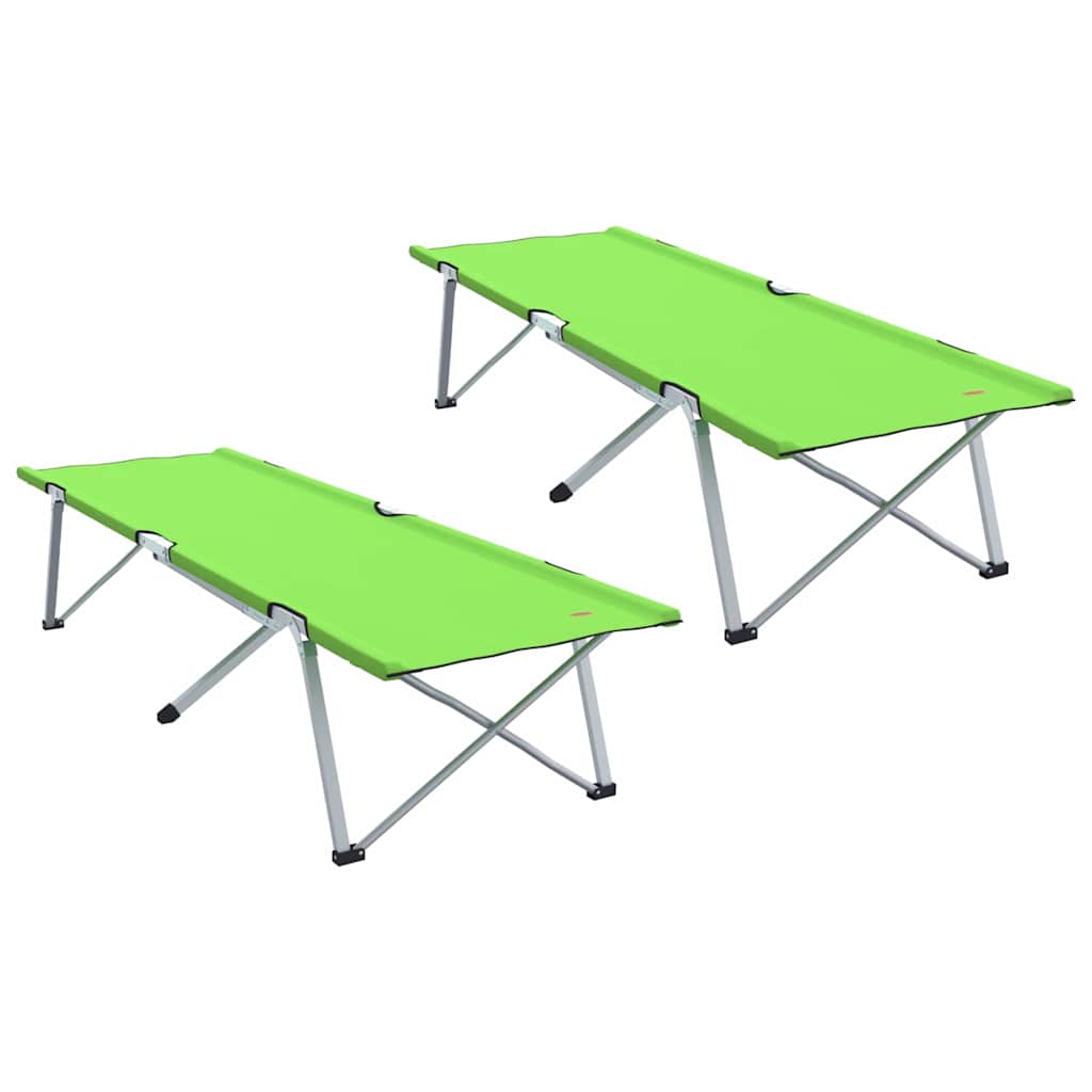 Opvouwbaar Camping Bed 2 pcs Groen 194 x 62,5 x 42,5 cm is nu te koop bij PeponiXL, paradijselijk wonen!