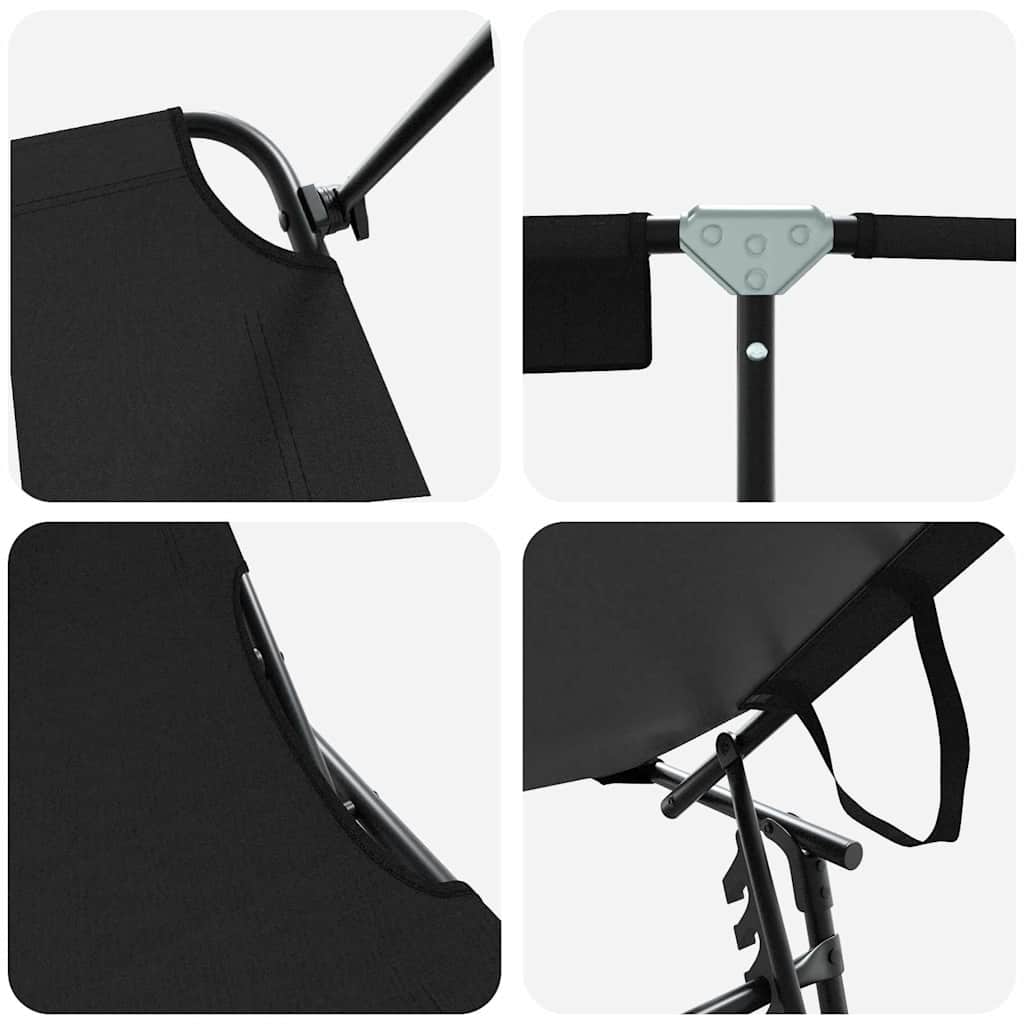 Opvouwbare zonnebed Zwart 190 x 57 x 81 cm oxford is nu te koop bij PeponiXL, paradijselijk wonen!