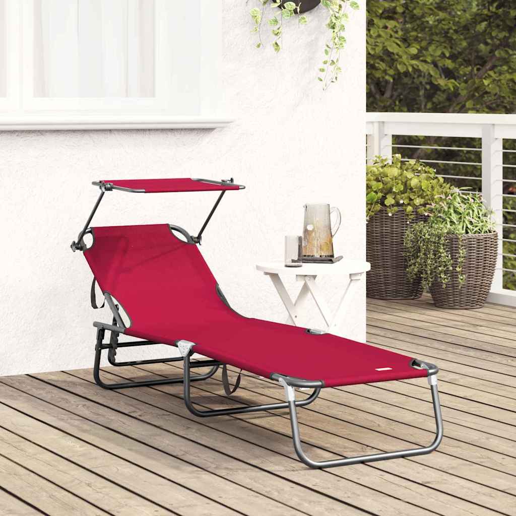 Opvouwbare zonnebed Rood 190 x 57 x 81 cm oxford is nu te koop bij PeponiXL, paradijselijk wonen!