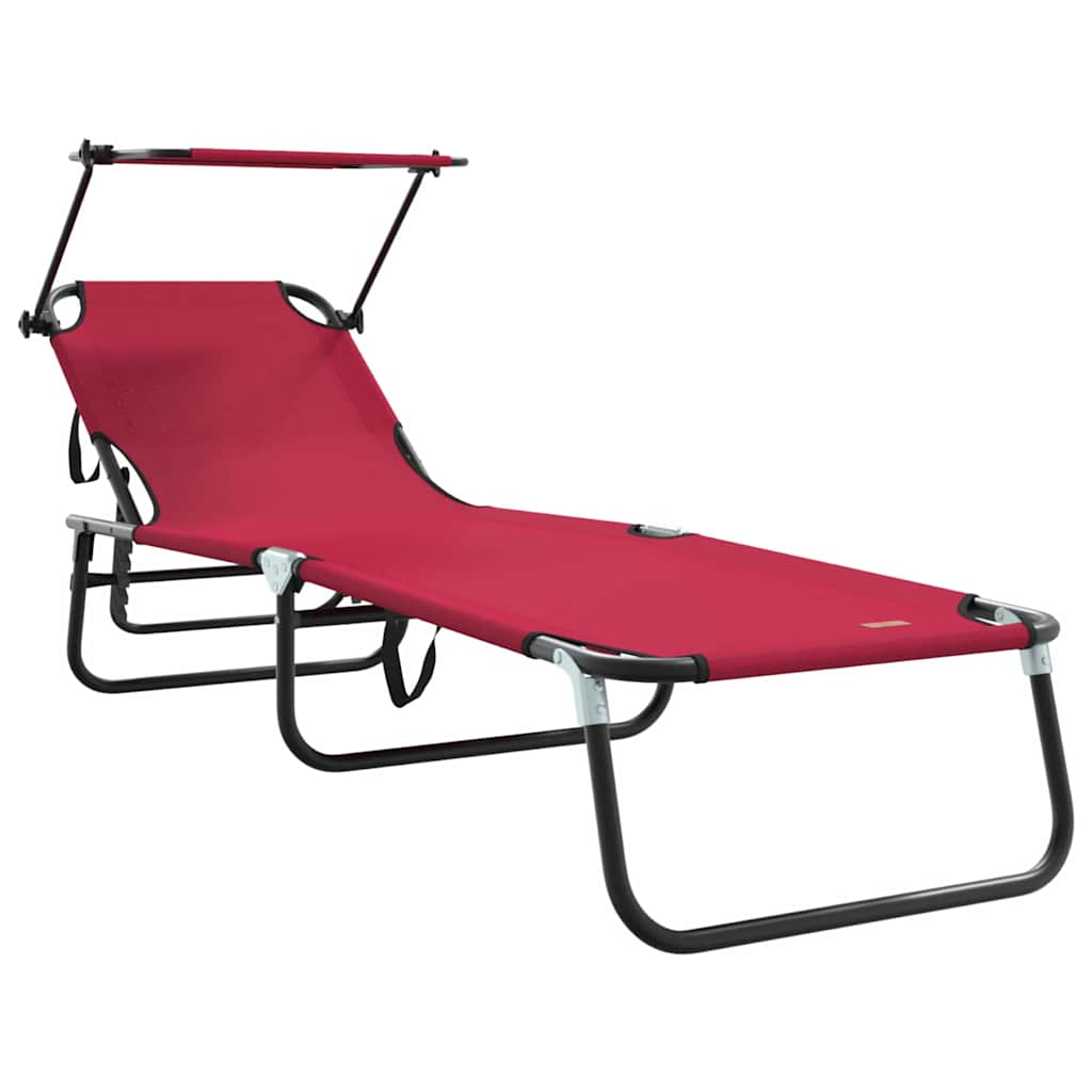 Opvouwbare zonnebed Rood 190 x 57 x 81 cm oxford is nu te koop bij PeponiXL, paradijselijk wonen!