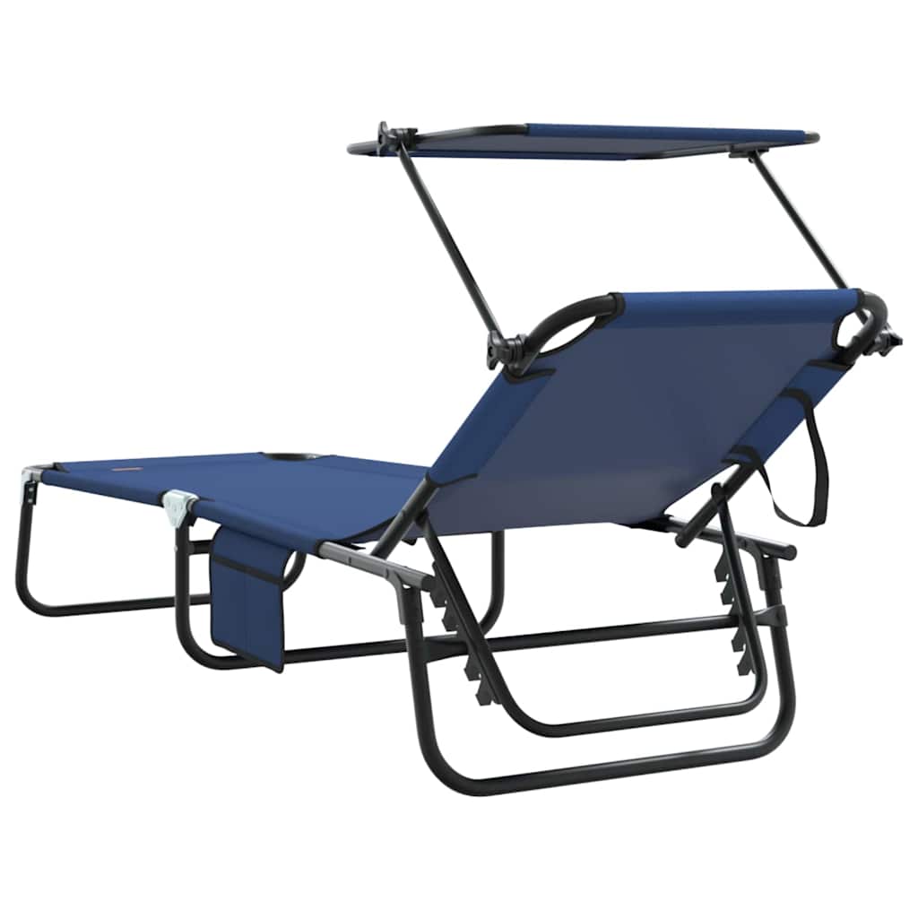 Opvouwbare zonnebed 2 pcs Blauw 190 x 57 x 81 cm oxford is nu te koop bij PeponiXL, paradijselijk wonen!