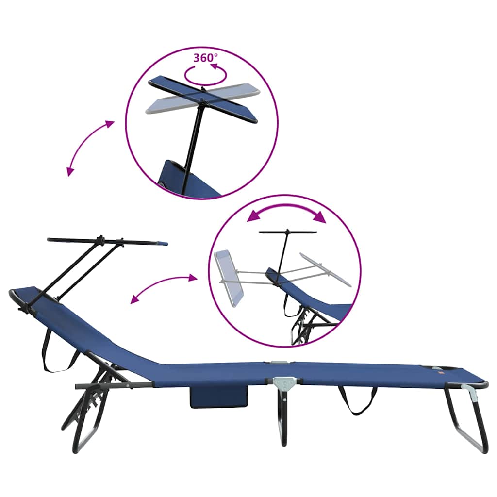 Opvouwbare zonnebed 2 pcs Blauw 190 x 57 x 81 cm oxford is nu te koop bij PeponiXL, paradijselijk wonen!