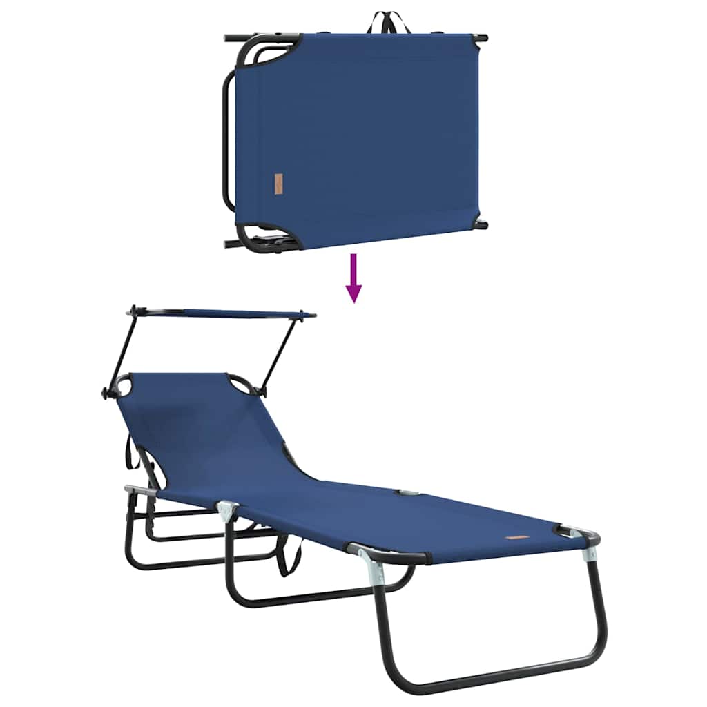 Opvouwbare zonnebed 2 pcs Blauw 190 x 57 x 81 cm oxford is nu te koop bij PeponiXL, paradijselijk wonen!