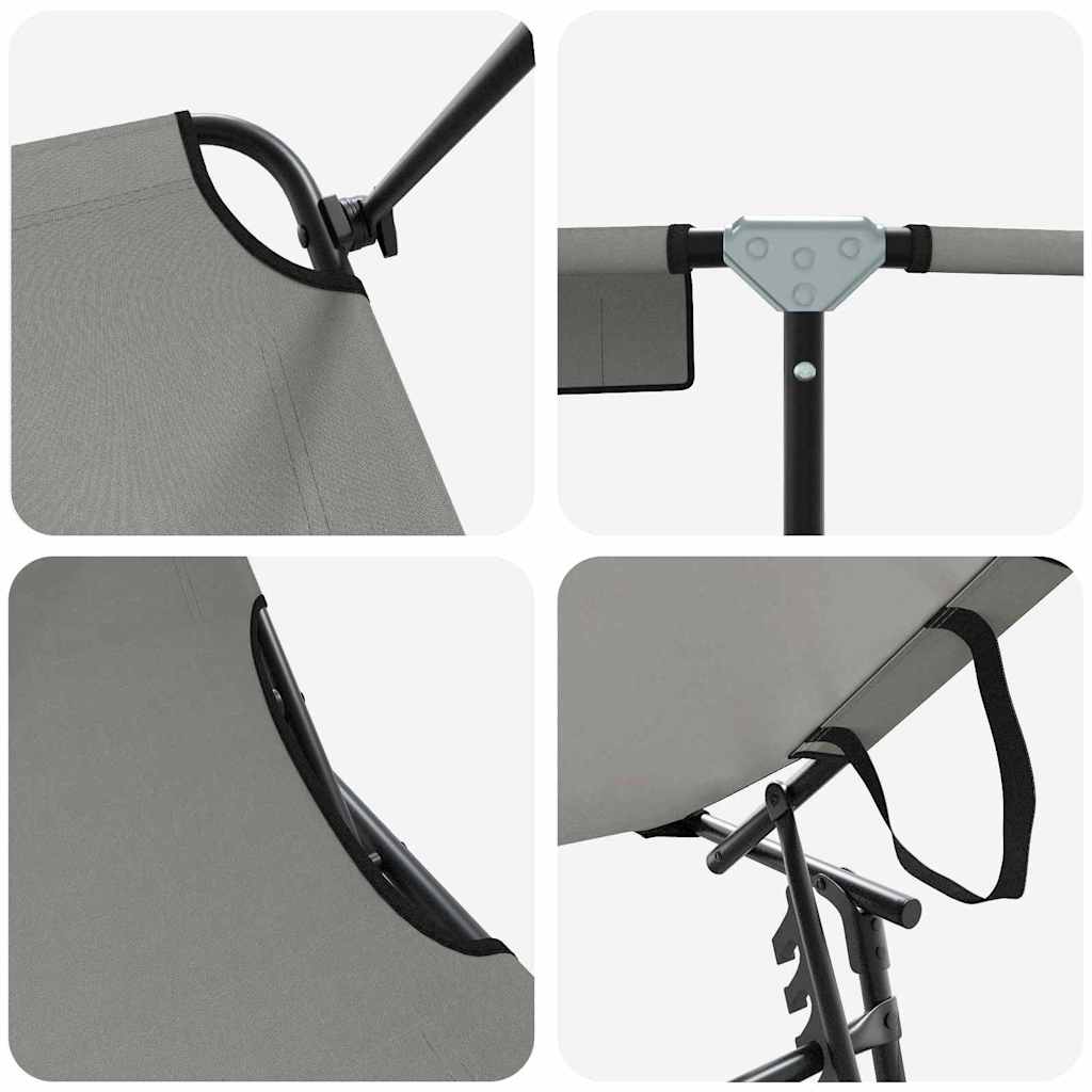 Opvouwbare zonnebed 2 pcs Grijs 190 x 57 x 81 cm oxford is nu te koop bij PeponiXL, paradijselijk wonen!
