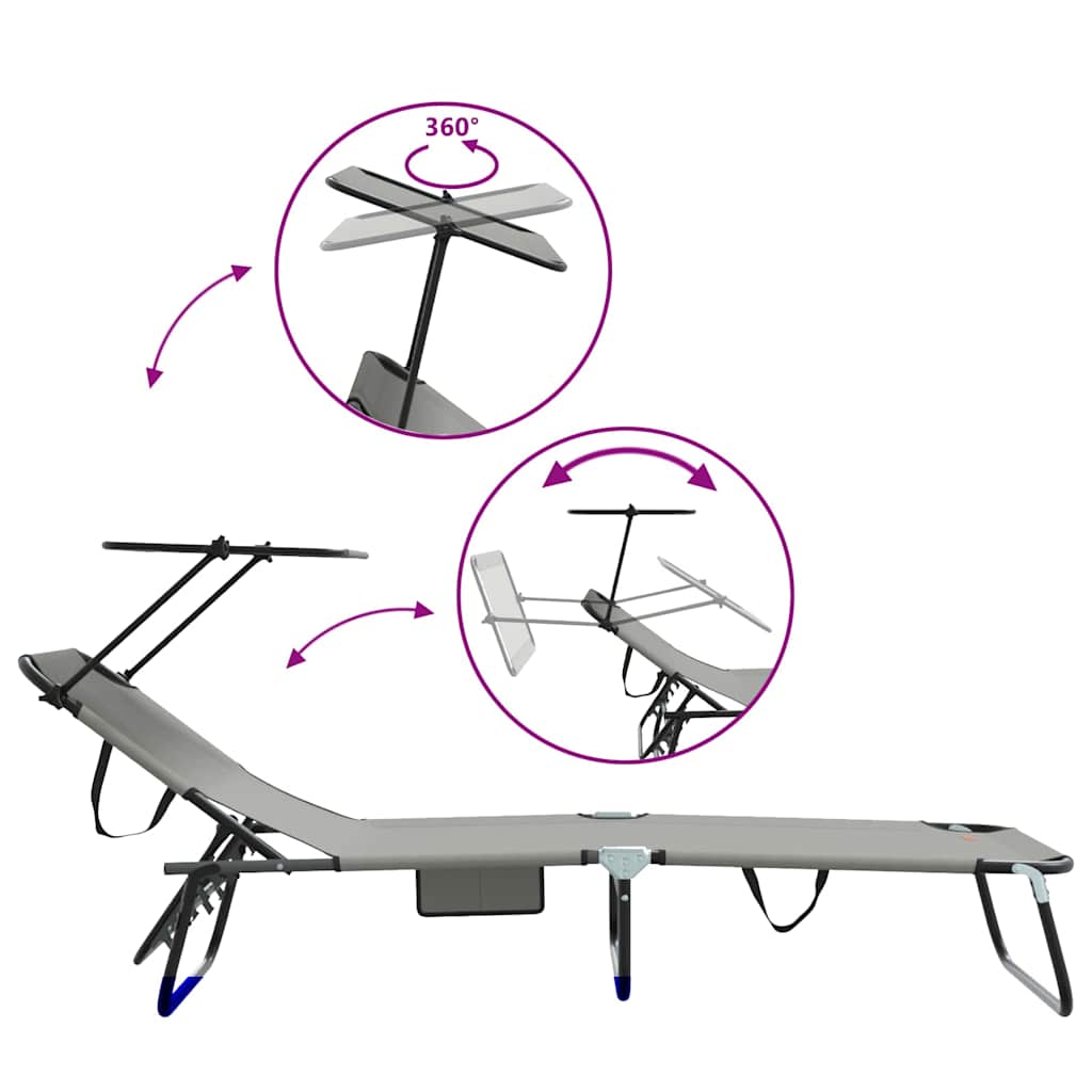 Opvouwbare zonnebed 2 pcs Grijs 190 x 57 x 81 cm oxford is nu te koop bij PeponiXL, paradijselijk wonen!