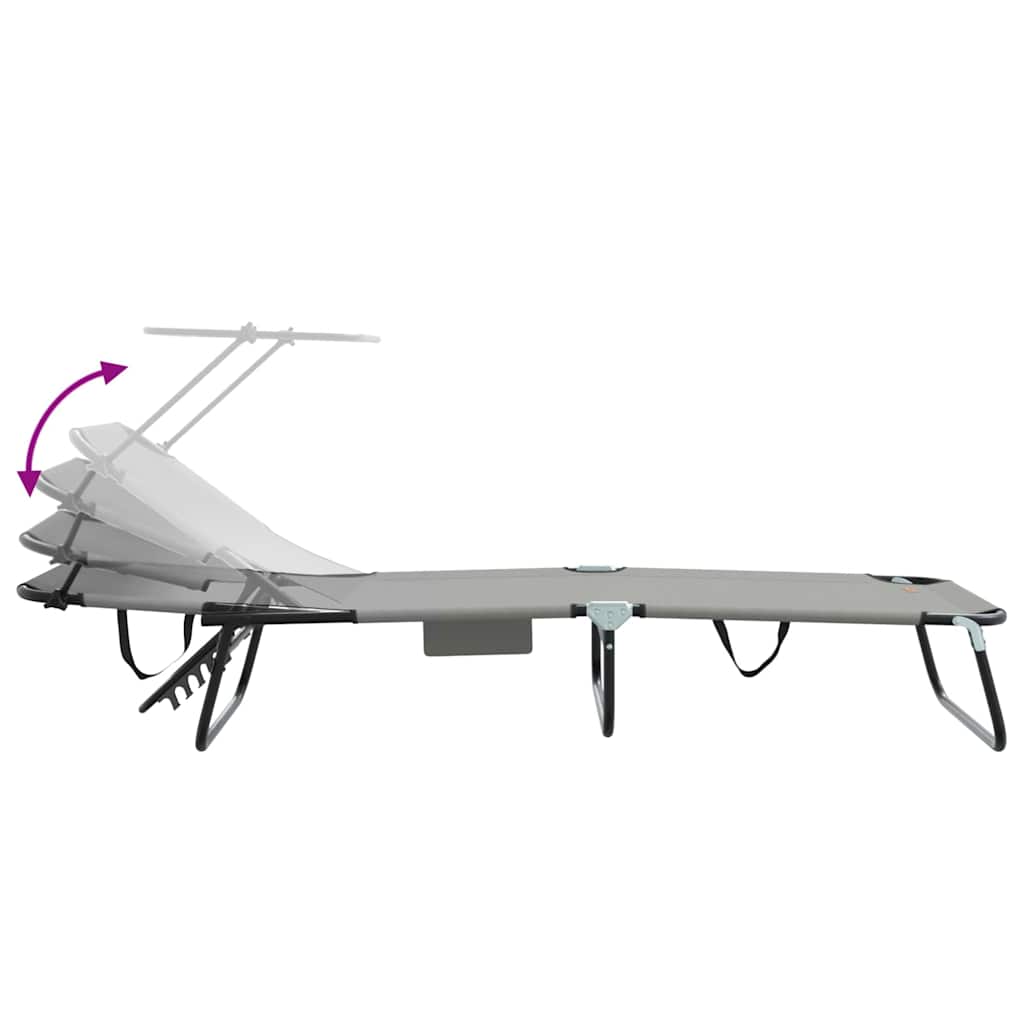 Opvouwbare zonnebed 2 pcs Grijs 190 x 57 x 81 cm oxford is nu te koop bij PeponiXL, paradijselijk wonen!