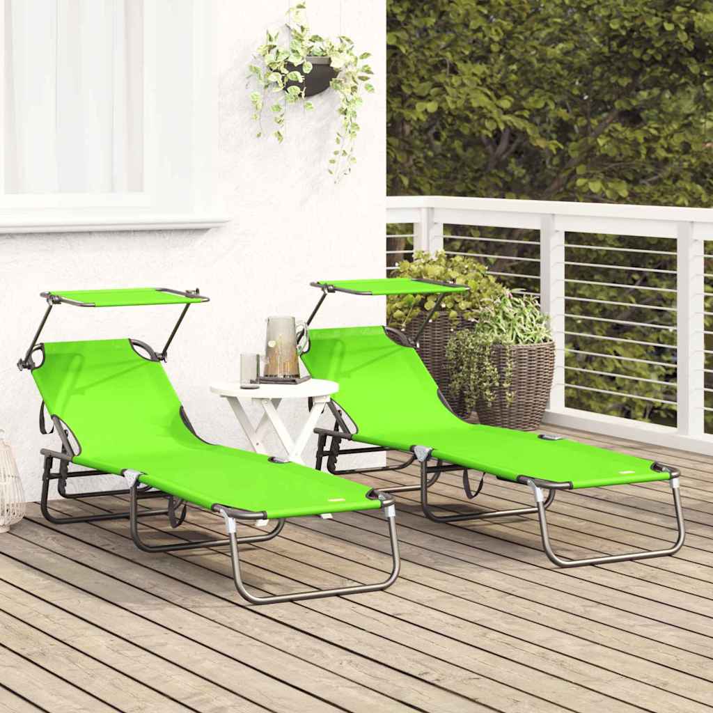 Opvouwbare zonnebed 2 pcs Groen 190 x 57 x 81 cm oxford is nu te koop bij PeponiXL, paradijselijk wonen!