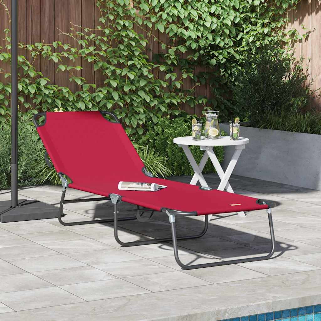Opvouwbare zonnebed Rood 188 x 57 x 86,5 cm Polyester is nu te koop bij PeponiXL, paradijselijk wonen!