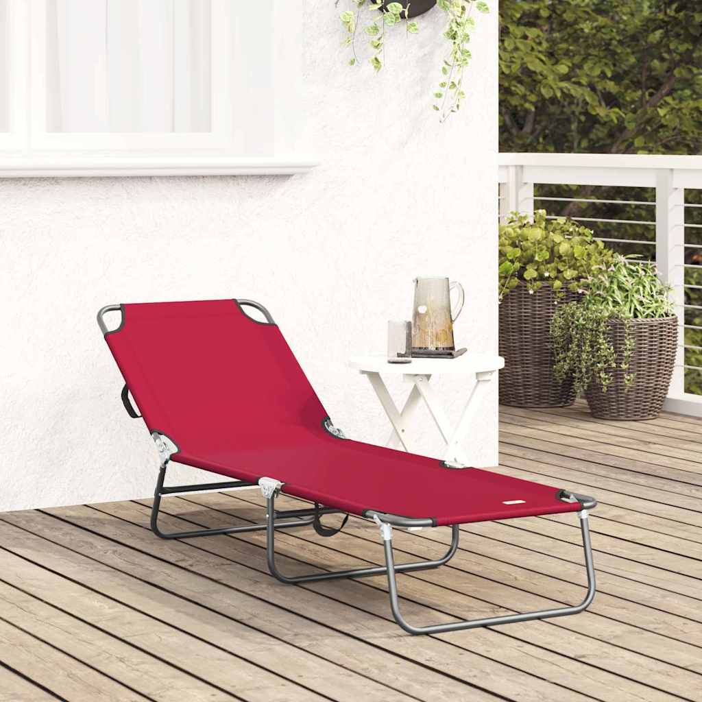 Opvouwbare zonnebed Rood 188 x 57 x 86,5 cm Polyester is nu te koop bij PeponiXL, paradijselijk wonen!