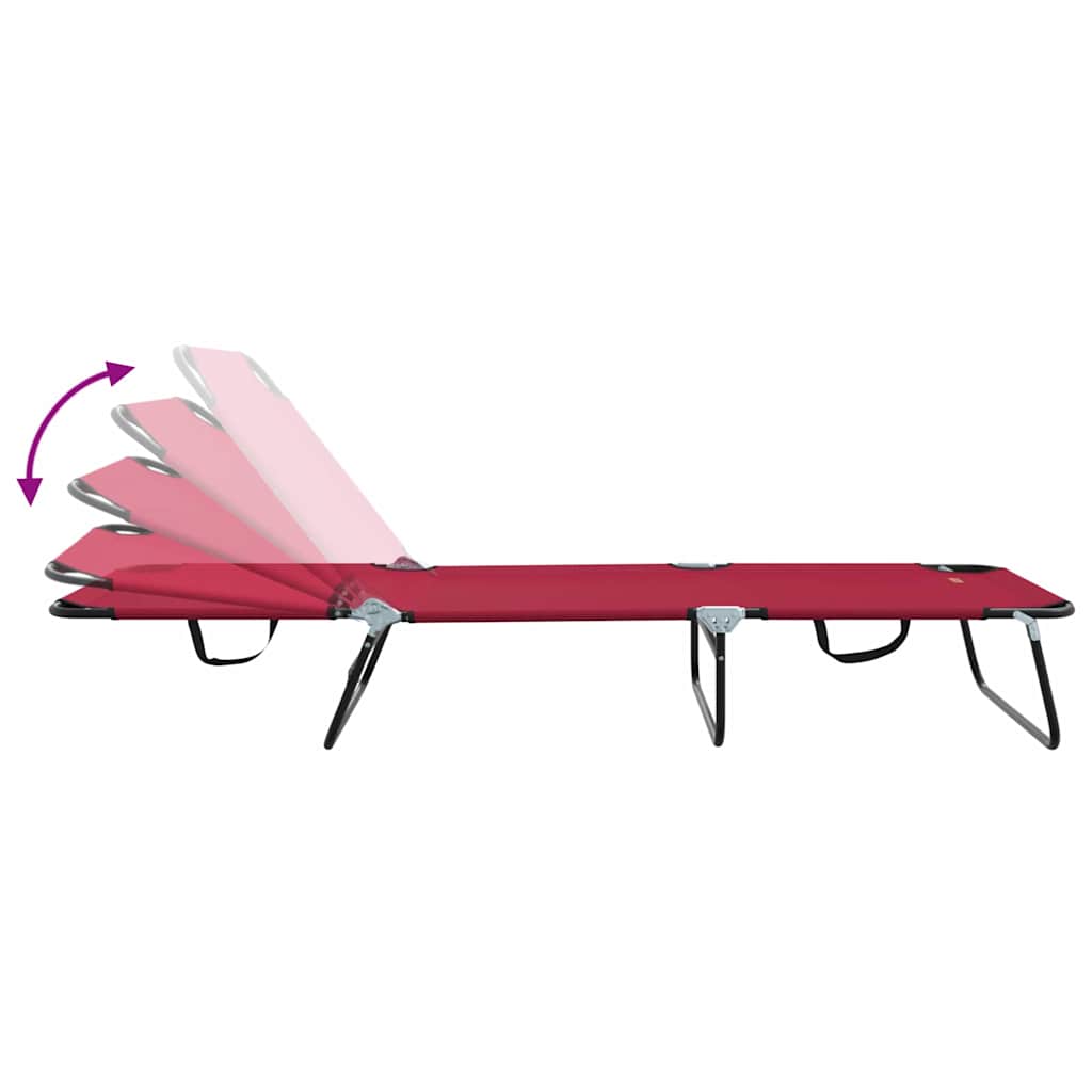 Opvouwbare zonnebed Rood 188 x 57 x 86,5 cm Polyester is nu te koop bij PeponiXL, paradijselijk wonen!