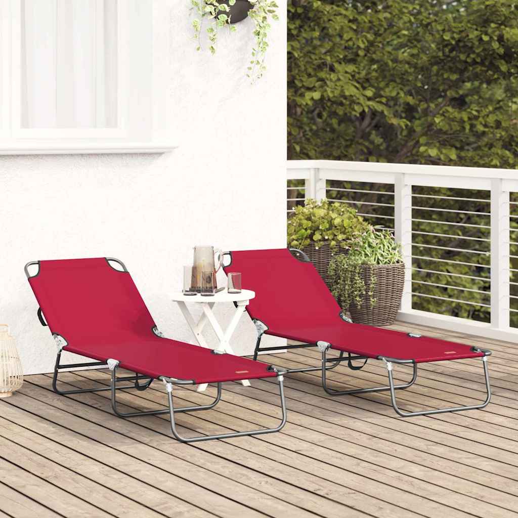 Opvouwbare zonnebed 2 pcs Rood 188 x 57 x 86,5 cm Polyester is nu te koop bij PeponiXL, paradijselijk wonen!