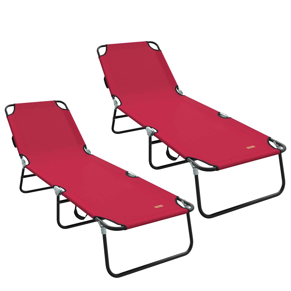 Opvouwbare zonnebed 2 pcs Rood 188 x 57 x 86,5 cm Polyester is nu te koop bij PeponiXL, paradijselijk wonen!