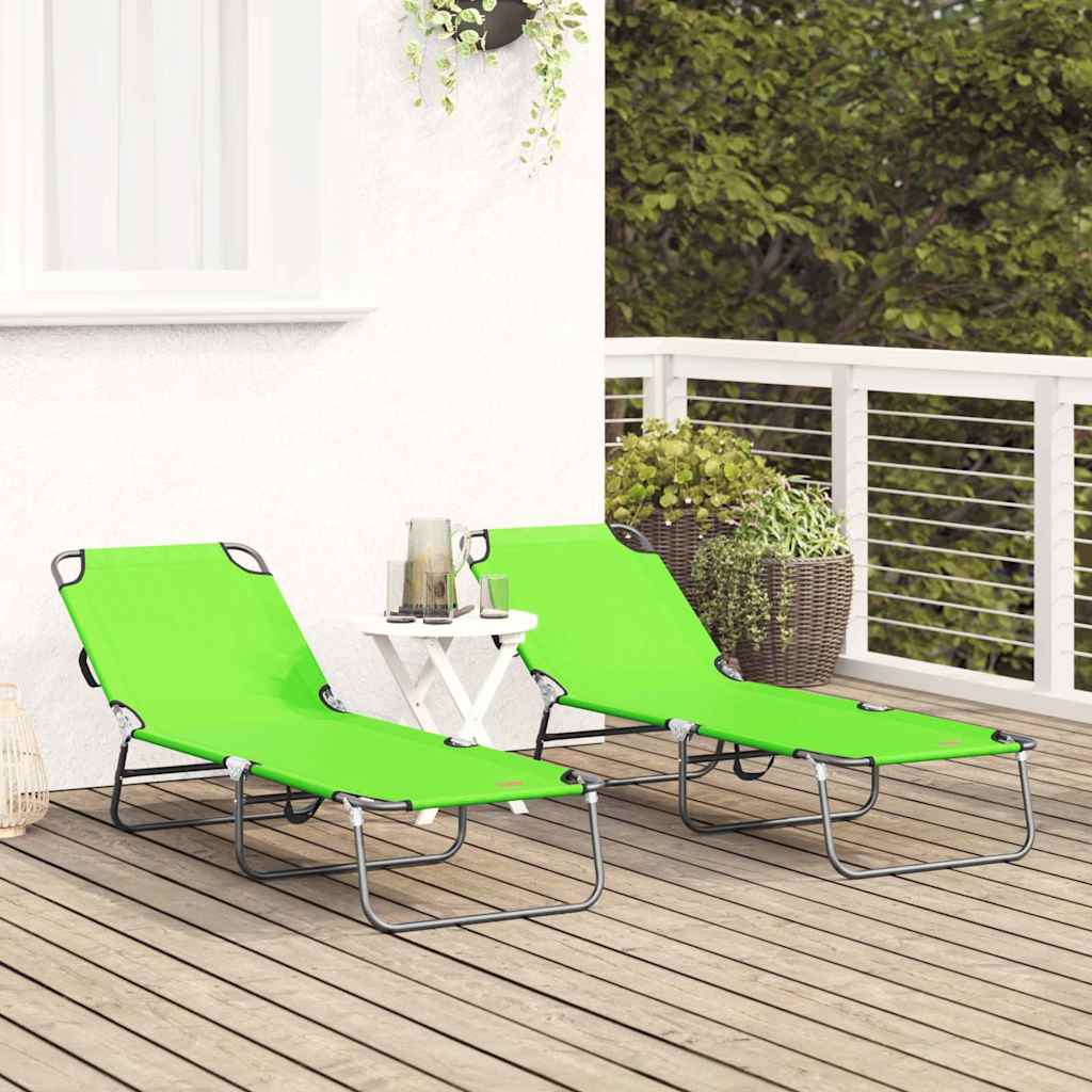 Opvouwbare zonnebed 2 pcs Groen 188 x 57 x 86,5 cm Polyester is nu te koop bij PeponiXL, paradijselijk wonen!