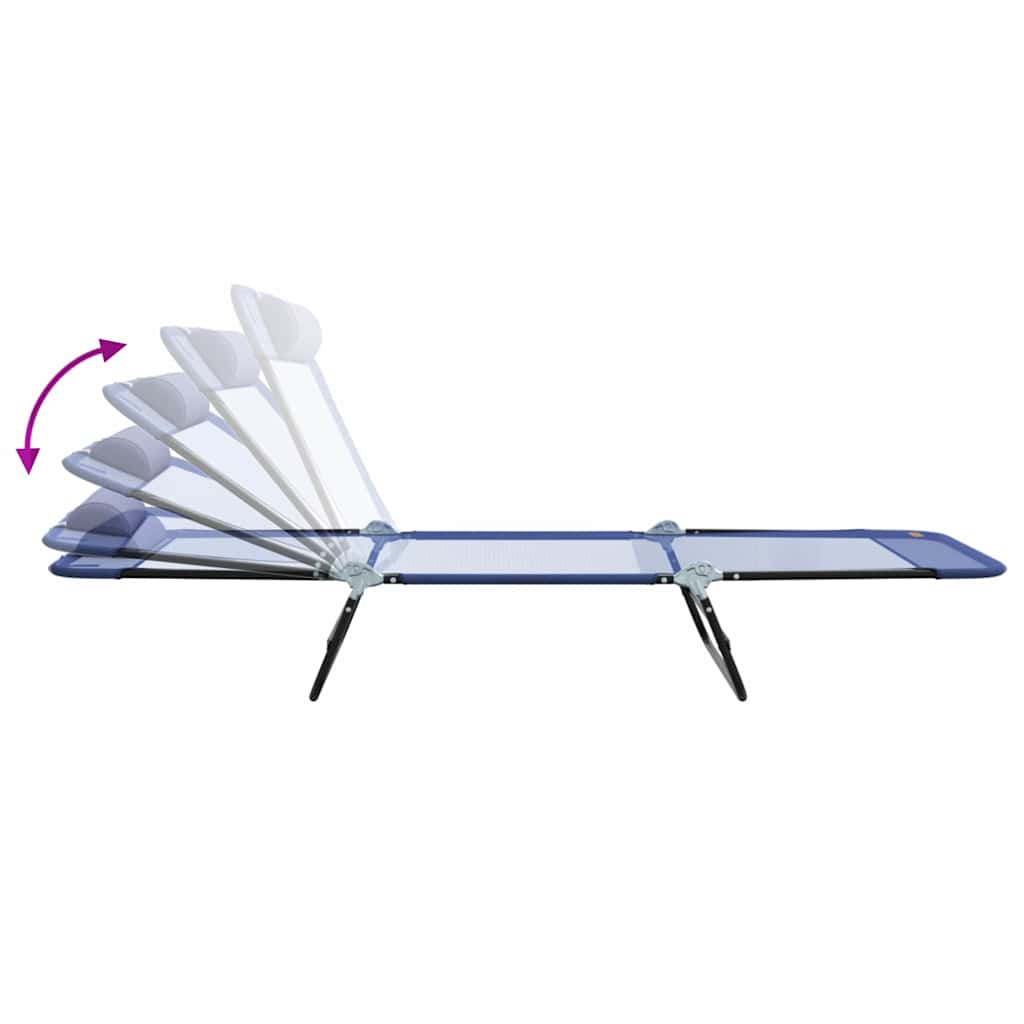 Opvouwbare zonnebed Marineblauw 182 x 55 x 85,5 cm Textileen is nu te koop bij PeponiXL, paradijselijk wonen!