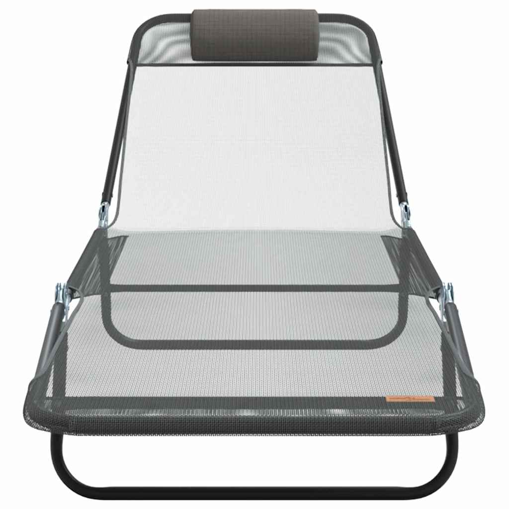 Opvouwbare zonnebed Grijs 182 x 55 x 85,5 cm Textileen is nu te koop bij PeponiXL, paradijselijk wonen!