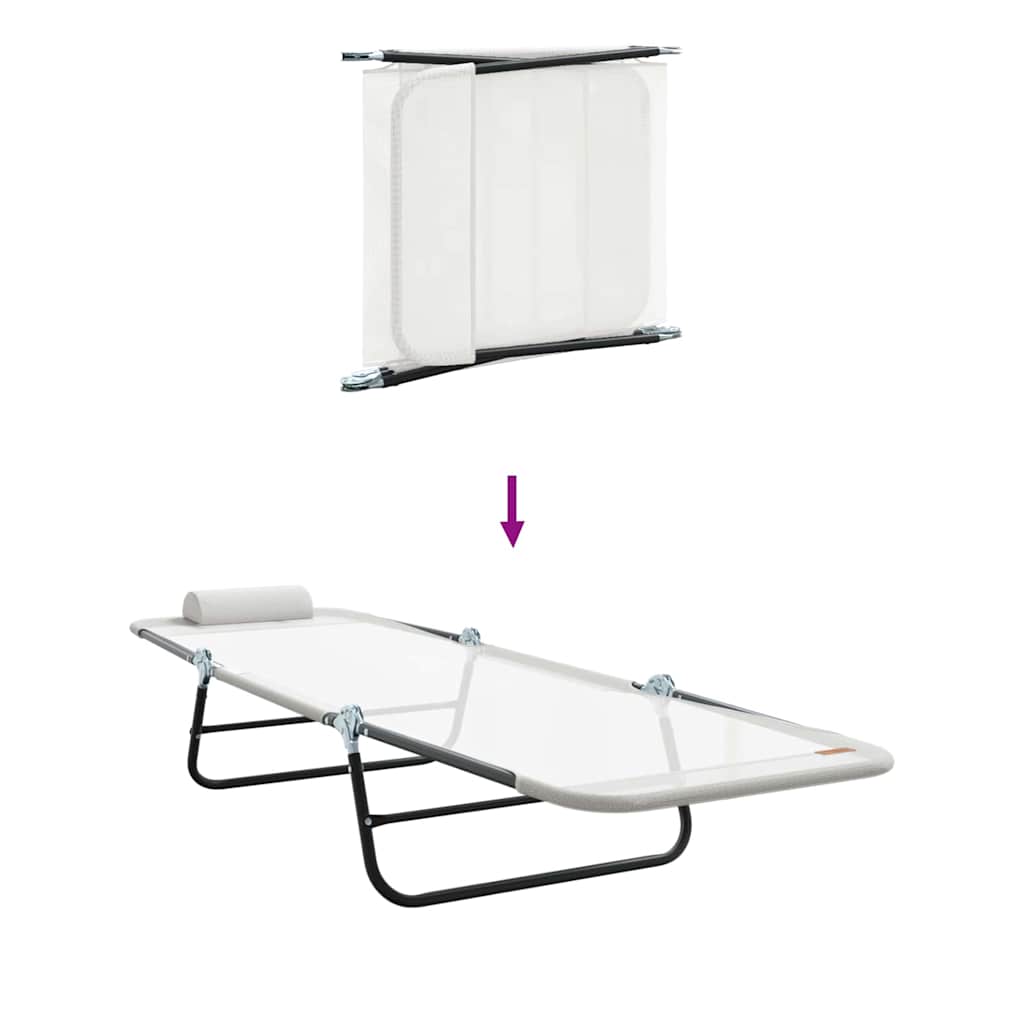 Opvouwbare zonnebed 2 pcs Crème 182 x 55 x 85,5 cm Textileen is nu te koop bij PeponiXL, paradijselijk wonen!