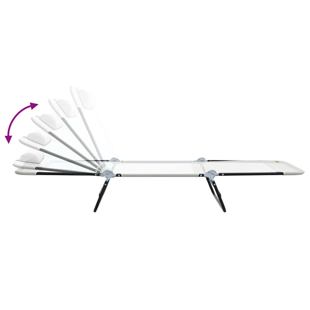 Opvouwbare zonnebed 2 pcs Crème 182 x 55 x 85,5 cm Textileen is nu te koop bij PeponiXL, paradijselijk wonen!