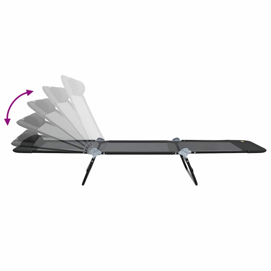 Opvouwbare zonnebed 2 pcs Zwart 182 x 55 x 85,5 cm Textileen is nu te koop bij PeponiXL, paradijselijk wonen!