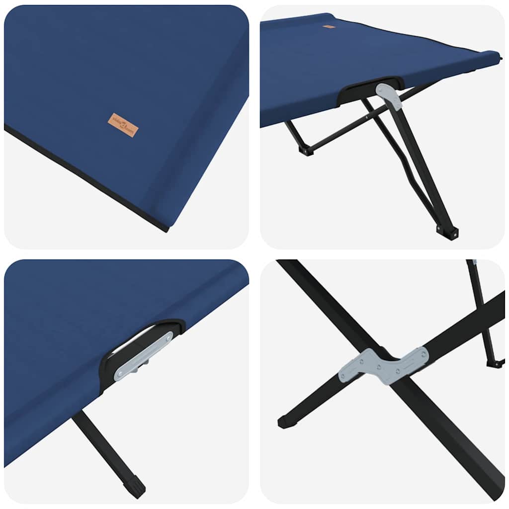 Opvouwbaar Camping Bed Blauw 206 x 76 x 74 cm Oxford en Staal is nu te koop bij PeponiXL, paradijselijk wonen!