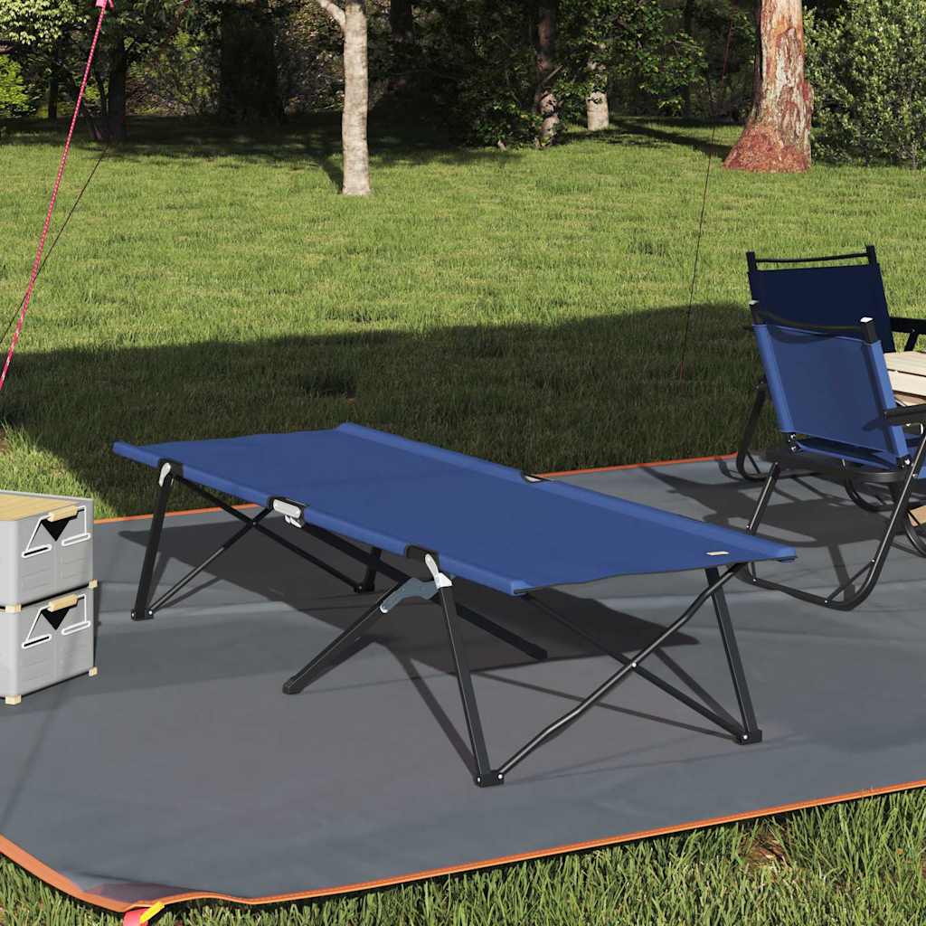 Opvouwbaar Camping Bed Blauw 206 x 76 x 74 cm Oxford en Staal is nu te koop bij PeponiXL, paradijselijk wonen!