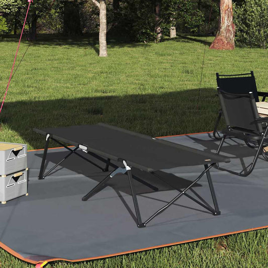 Opvouwbaar Camping Bed Zwart 206 x 76 x 74 cm Oxford en Staal is nu te koop bij PeponiXL, paradijselijk wonen!