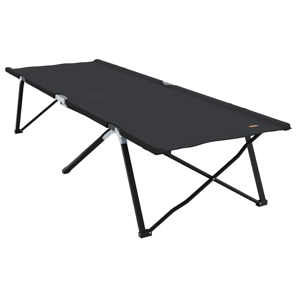 Opvouwbaar Camping Bed Zwart 206 x 76 x 74 cm Oxford en Staal is nu te koop bij PeponiXL, paradijselijk wonen!