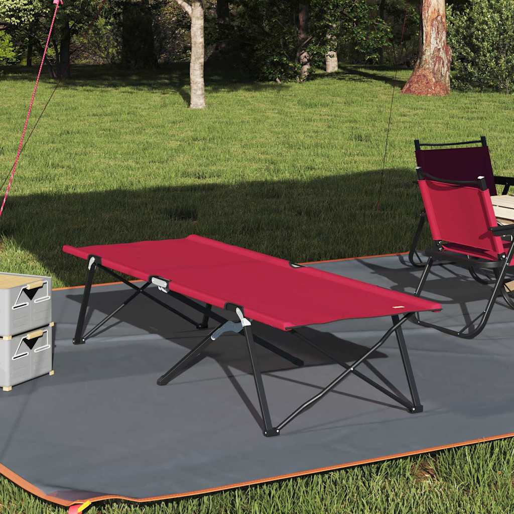 Opvouwbaar Camping Bed Rood 206 x 76 x 74 cm Oxford en Staal is nu te koop bij PeponiXL, paradijselijk wonen!