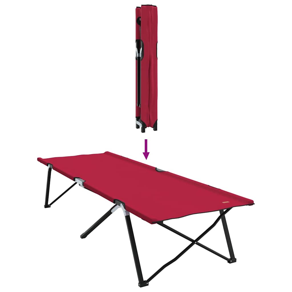 Opvouwbaar Camping Bed Rood 206 x 76 x 74 cm Oxford en Staal is nu te koop bij PeponiXL, paradijselijk wonen!