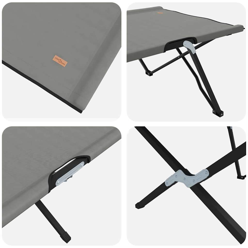 Opvouwbaar Camping Bed Grijs 206 x 76 x 74 cm Oxford en Staal is nu te koop bij PeponiXL, paradijselijk wonen!