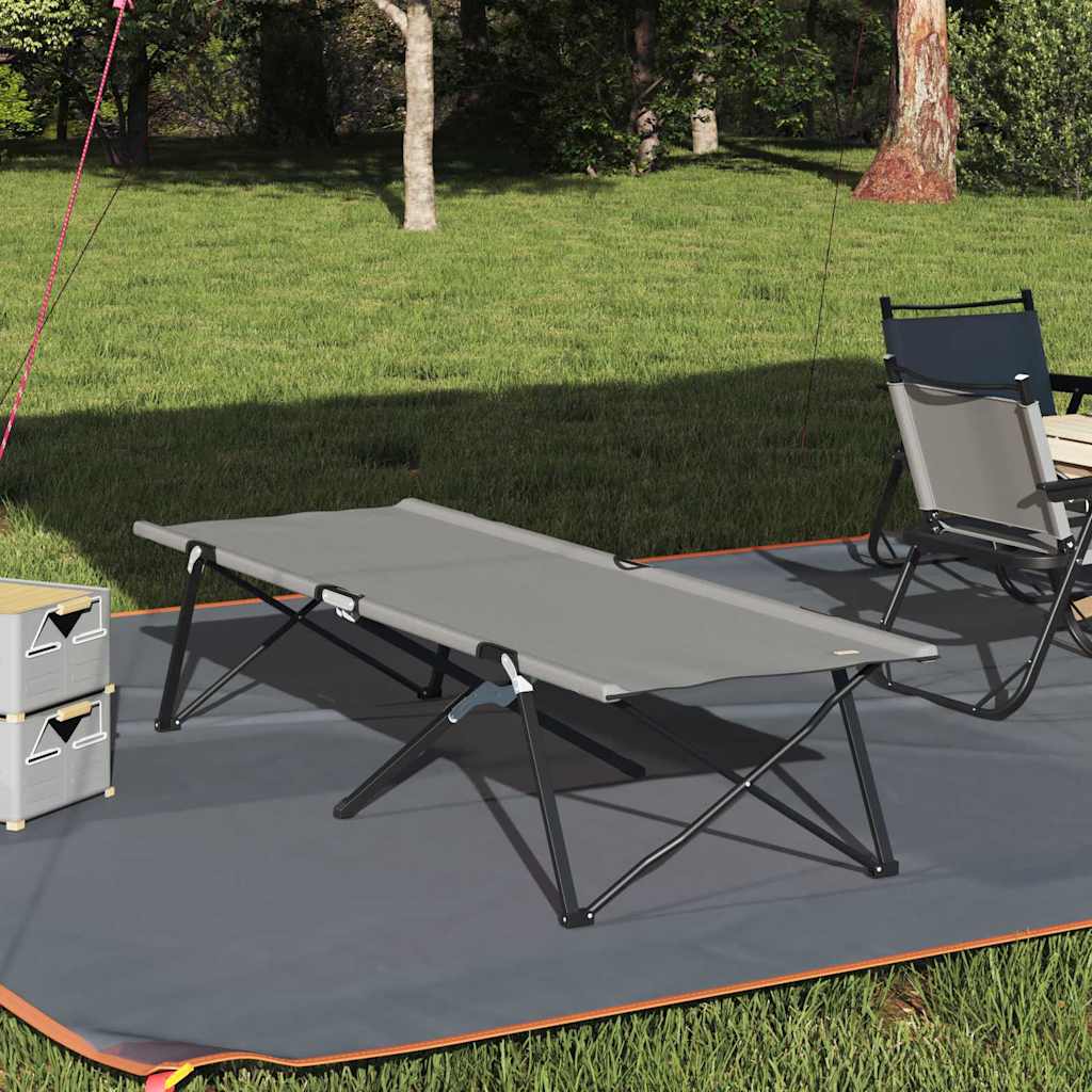 Opvouwbaar Camping Bed Grijs 206 x 76 x 74 cm Oxford en Staal is nu te koop bij PeponiXL, paradijselijk wonen!