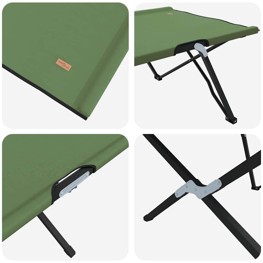Opvouwbaar Camping Bed Groen 206 x 76 x 74 cm Oxford en Staal is nu te koop bij PeponiXL, paradijselijk wonen!