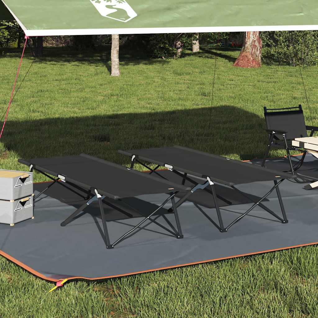 Opvouwbaar Camping Bed 2 pcs Zwart 206 x 76 x 74 cm is nu te koop bij PeponiXL, paradijselijk wonen!