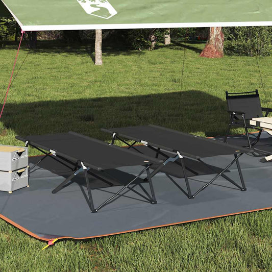 Opvouwbaar Camping Bed 2 pcs Zwart 206 x 76 x 74 cm is nu te koop bij PeponiXL, paradijselijk wonen!