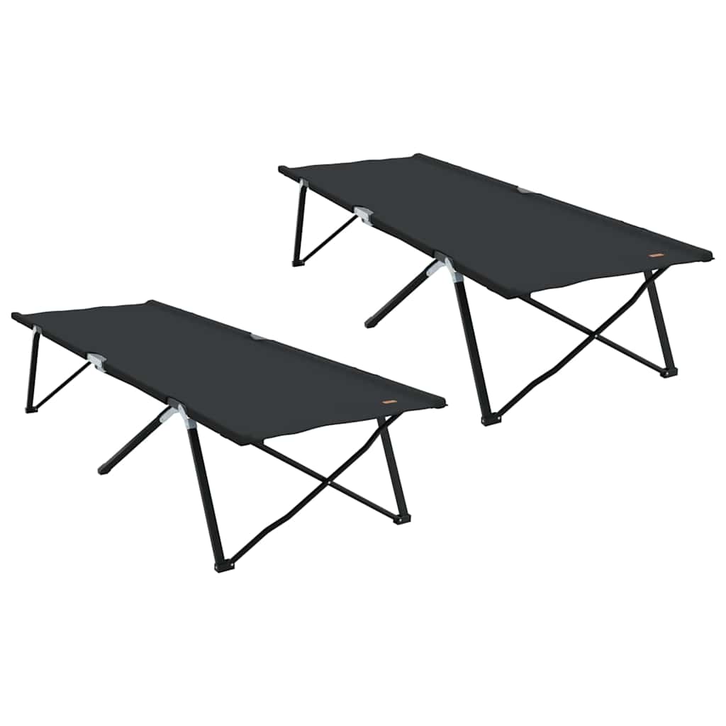 Opvouwbaar Camping Bed 2 pcs Zwart 206 x 76 x 74 cm is nu te koop bij PeponiXL, paradijselijk wonen!