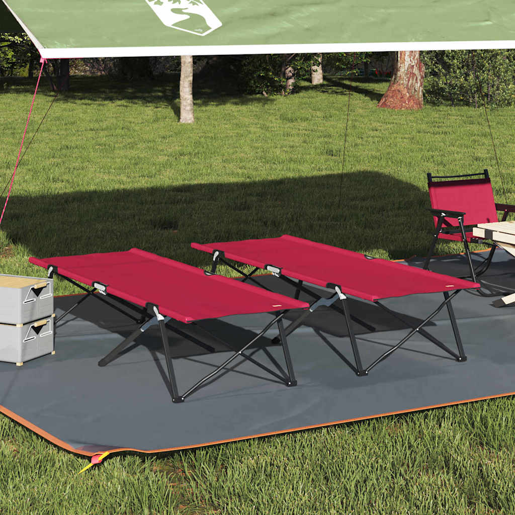 Opvouwbaar Camping Bed 2 pcs Rood 206 x 76 x 74 cm is nu te koop bij PeponiXL, paradijselijk wonen!