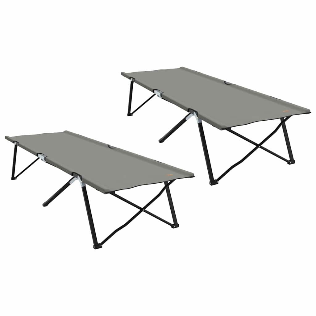 Opvouwbaar Camping Bed 2 pcs Grijs 206 x 76 x 74 cm is nu te koop bij PeponiXL, paradijselijk wonen!