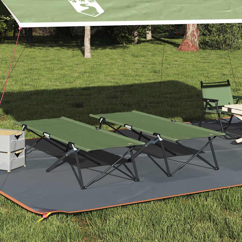 Opvouwbaar Camping Bed 2 pcs Groen 206 x 76 x 74 cm is nu te koop bij PeponiXL, paradijselijk wonen!