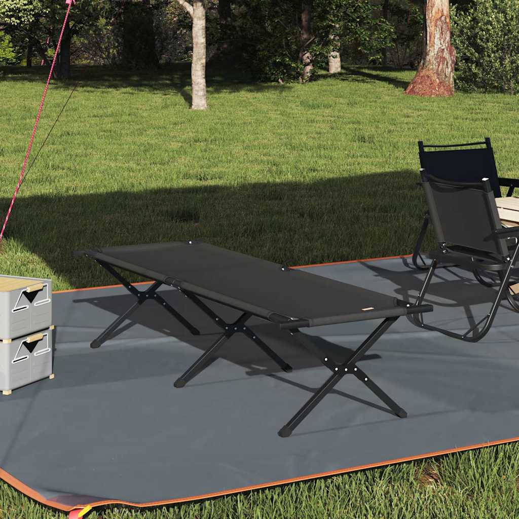 Opvouwbaar Camping Bed Zwart 193 x 69 x 45 cm Oxford stof is nu te koop bij PeponiXL, paradijselijk wonen!