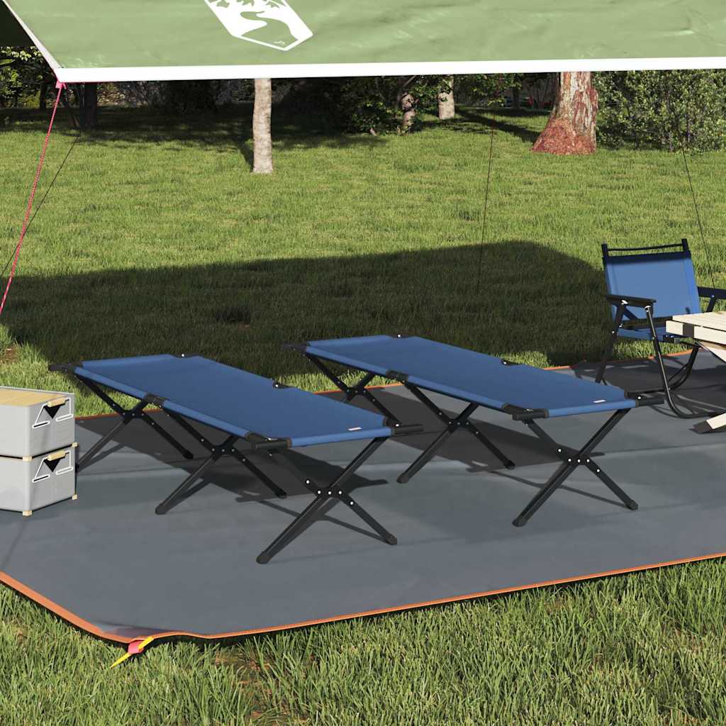 Opvouwbaar Camping Bed 2 pcs Blauw 193 x 69 x 45 cm Oxford stof is nu te koop bij PeponiXL, paradijselijk wonen!