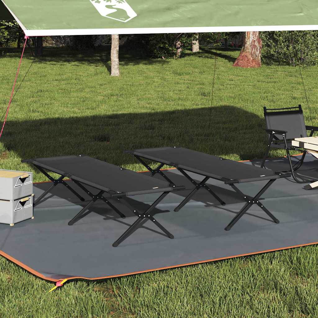 Opvouwbaar Camping Bed 2 pcs Zwart 193 x 69 x 45 cm Oxford stof is nu te koop bij PeponiXL, paradijselijk wonen!