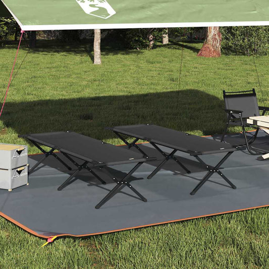 Opvouwbaar Camping Bed 2 pcs Zwart 193 x 69 x 45 cm Oxford stof is nu te koop bij PeponiXL, paradijselijk wonen!