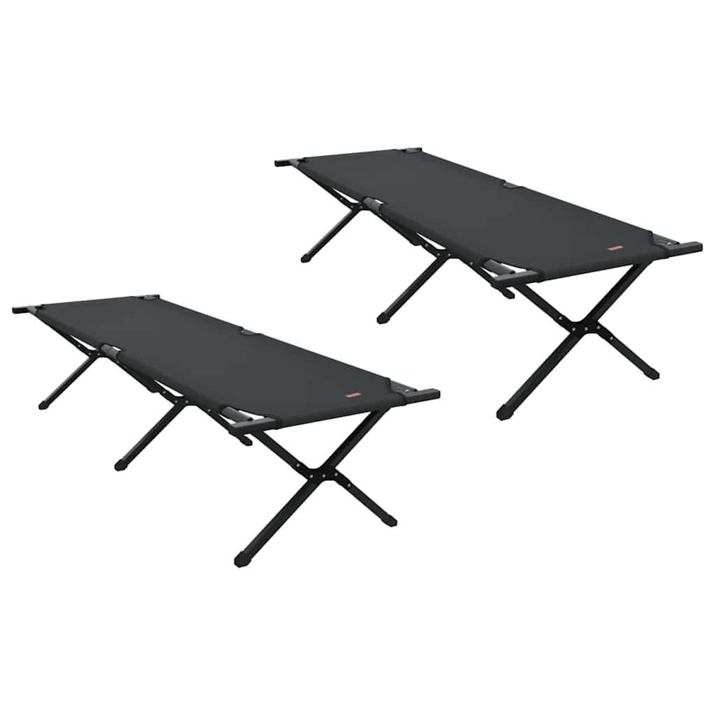 Opvouwbaar Camping Bed 2 pcs Zwart 193 x 69 x 45 cm Oxford stof is nu te koop bij PeponiXL, paradijselijk wonen!