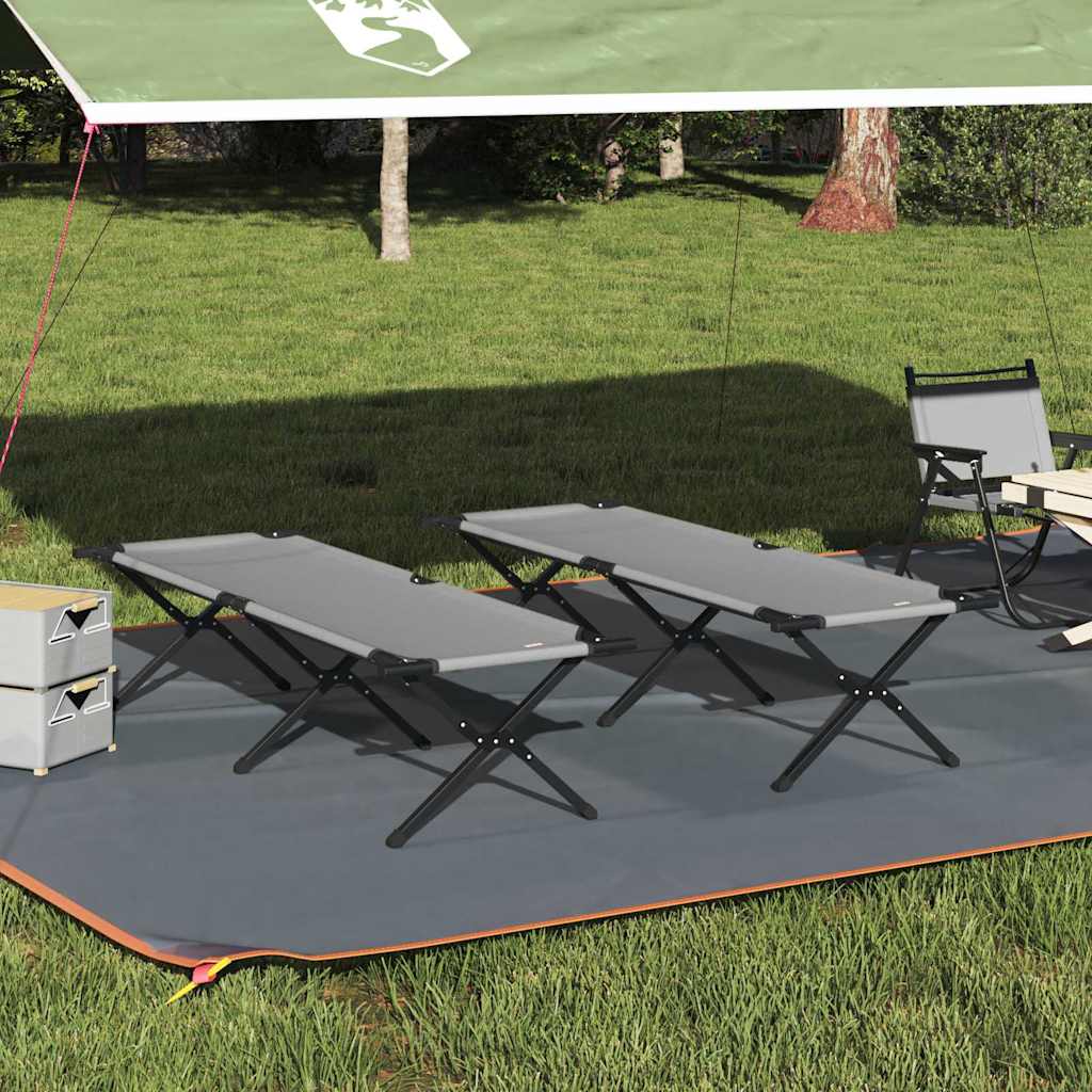 Opvouwbaar Camping Bed 2 pcs Grijs 193 x 69 x 45 cm Oxford stof is nu te koop bij PeponiXL, paradijselijk wonen!