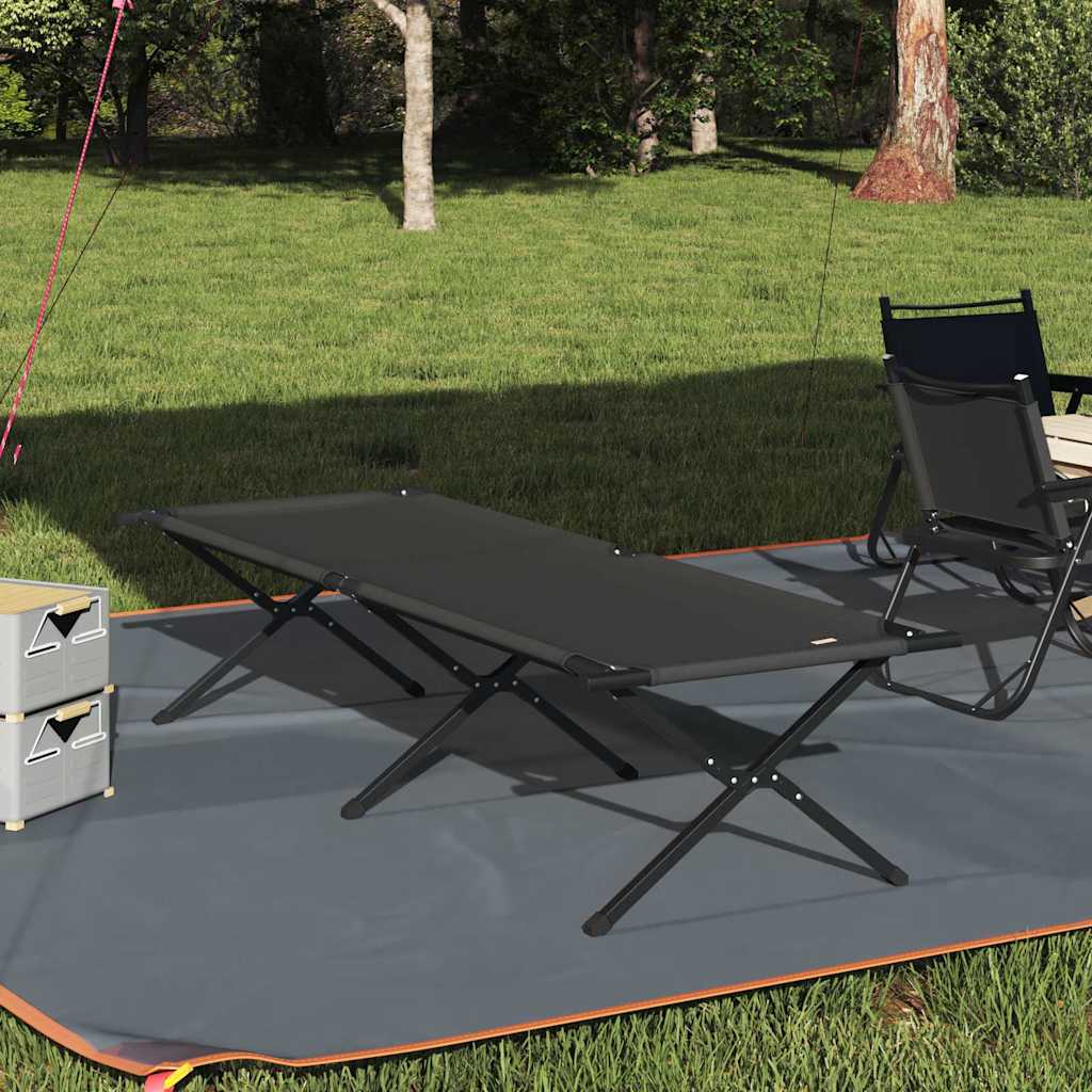 Opvouwbaar Camping Bed Zwart 210 x 80 x 46 cm Oxford stof is nu te koop bij PeponiXL, paradijselijk wonen!