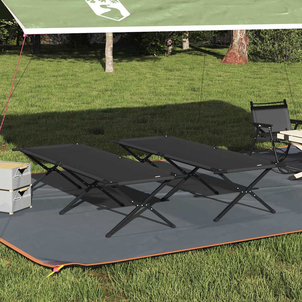 Opvouwbaar Camping Bed 2 pcs Zwart 210 x 80 x 46 cm Oxford stof is nu te koop bij PeponiXL, paradijselijk wonen!