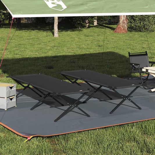 Opvouwbaar Camping Bed 2 pcs Zwart 210 x 80 x 46 cm Oxford stof is nu te koop bij PeponiXL, paradijselijk wonen!
